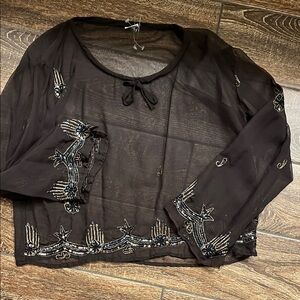 Sheer Black Embroidered Top